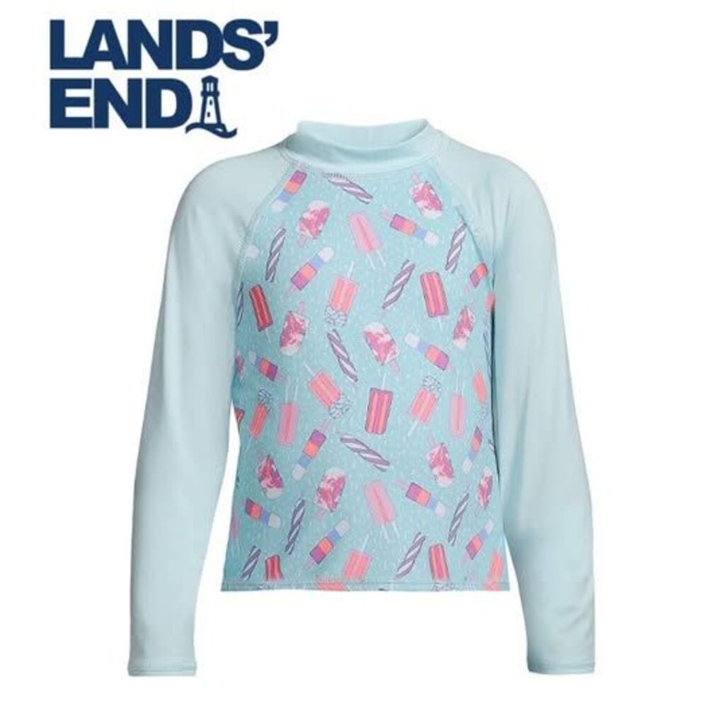 Land's End Girls XL Slim Long Sleeve Rash Guard - Popsicle Pattern